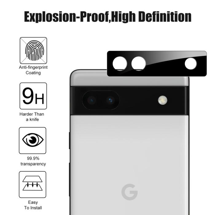 Bild 3,  Google Pixel 6A Linsskydd Härdat Glas Svart - Teknikhallen.se