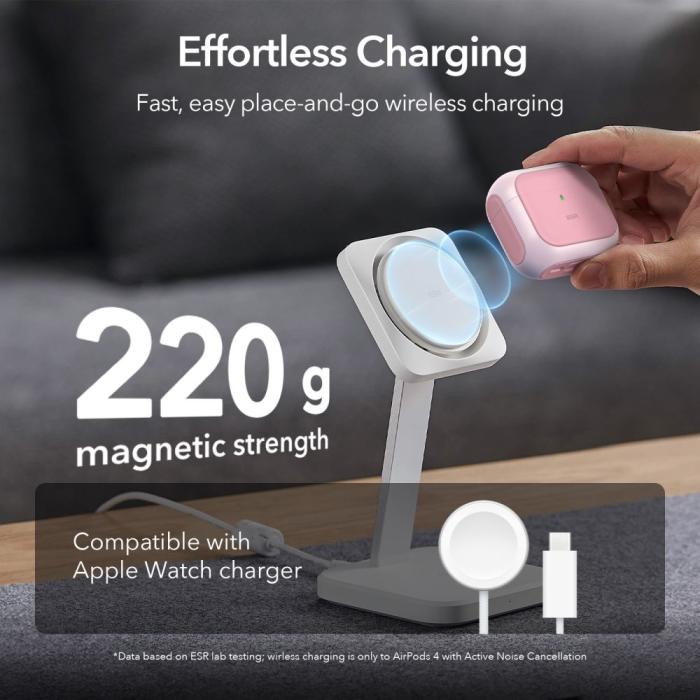 Bild 3, ESR ESR AirPods 4 Skal MagSafe Orbit HaloLock Rosa - Teknikhallen.se
