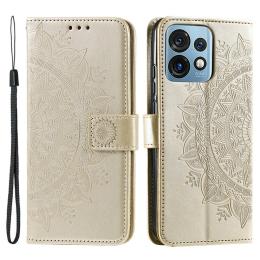  Motorola Edge 40 Pro 5G Fodral Mandala Läder Guld - Teknikhallen.se