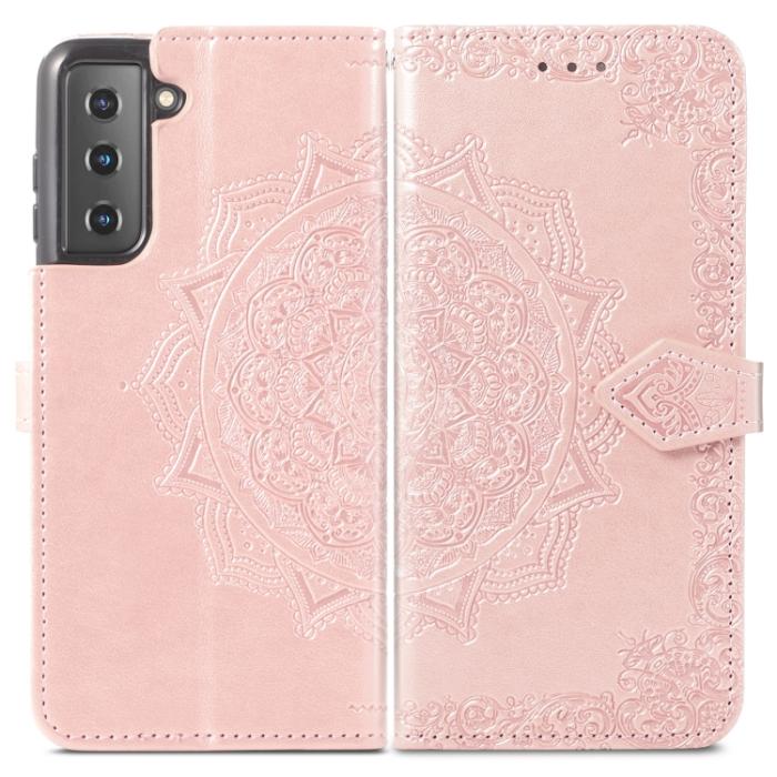Bild 2,  Samsung Galaxy S22 Fodral Mandala Läder Roséguld - Teknikhallen.se