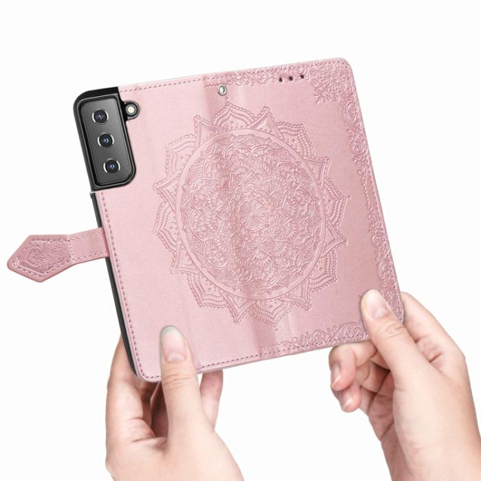 Bild 5,  Samsung Galaxy S22 Fodral Mandala Läder Roséguld - Teknikhallen.se