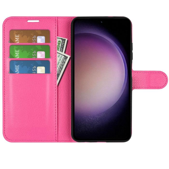 Bild 2,  Samsung Galaxy S23 FE Fodral Litchi Textur Rosa - Teknikhallen.se