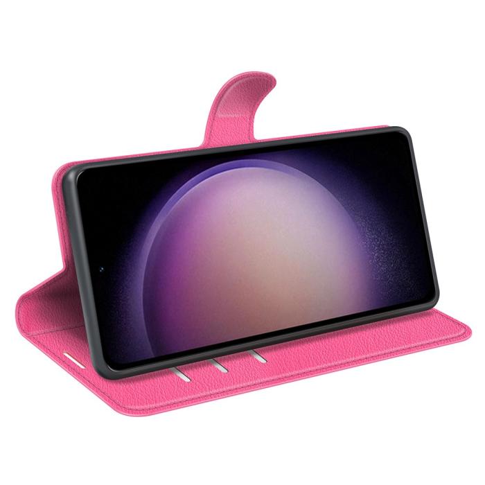 Bild 3,  Samsung Galaxy S23 FE Fodral Litchi Textur Rosa - Teknikhallen.se
