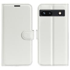  Google Pixel 7A Fodral Litchi Textur L&auml;der Vit - Teknikhallen.se
