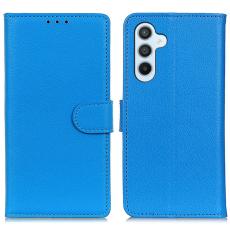  Samsung Galaxy S24 Fodral L&auml;der Litchi Bl&aring; - Teknikhallen.se