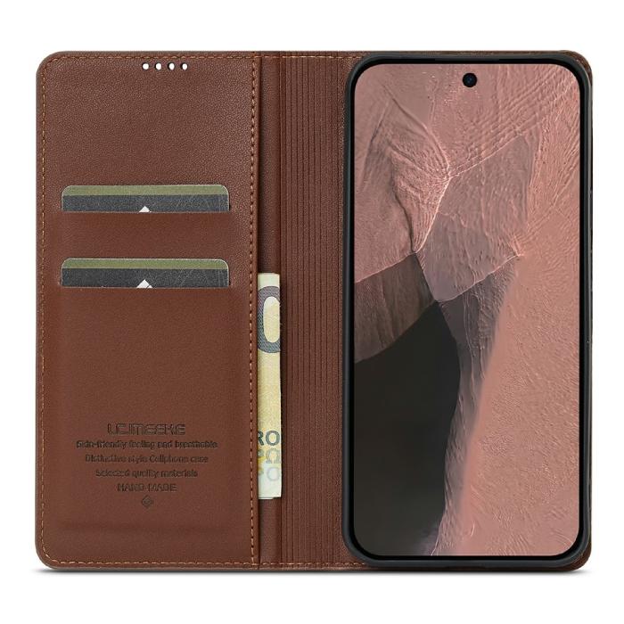 Bild 2, LC.IMEEKE LC.IMEEKE Google Pixel 11 Pro XL Fodral Flip Läder Brun - Teknikhallen.se
