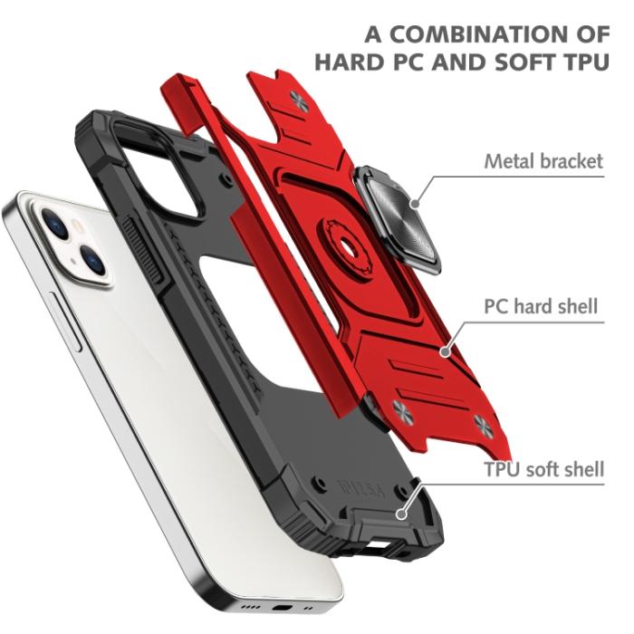 Bild 2,  iPhone 14 Pro Skal Shockproof Hybrid Ring Röd - Teknikhallen.se