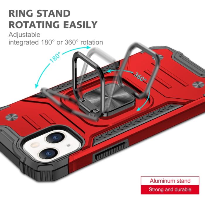 Bild 4,  iPhone 14 Pro Skal Shockproof Hybrid Ring Röd - Teknikhallen.se