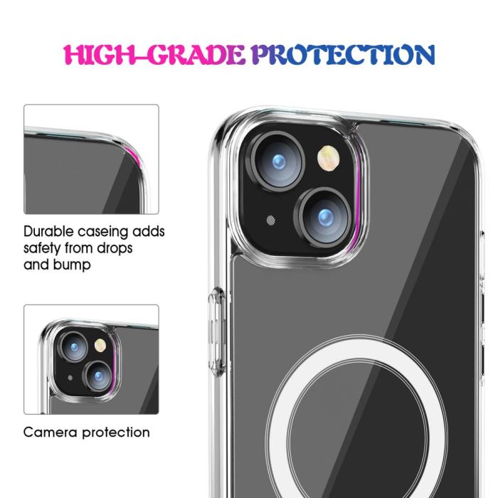 Bild 6,  iPhone 15 Plus Skal MagSafe Hybrid Transparent - Teknikhallen.se