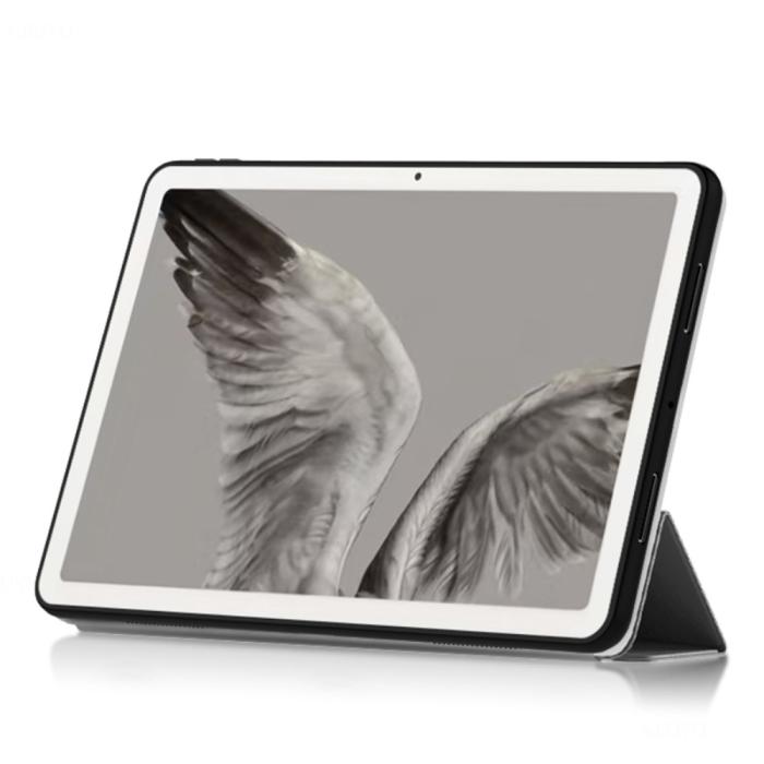 Bild 3,  Google Pixel Tablet Fodral Tri-Fold Läder Grå - Teknikhallen.se