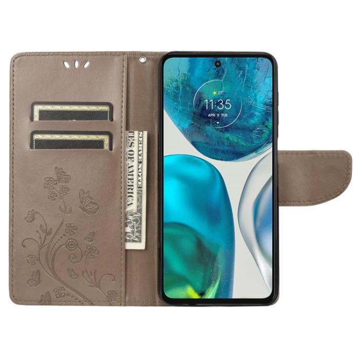 Bild 4,  Motorola Moto G52/G82 Fodral Blommigt Tryck Grå - Teknikhallen.se