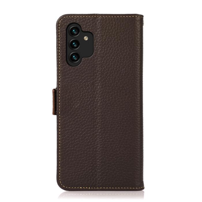 Bild 3, KHAZNEH KHAZNEH Samsung Galaxy A13 4G Fodral RFID Äkta Läder Brun - Teknikhallen.se