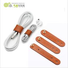 SOYAN SOYAN 3-PACK Kabelh&aring;llare I PU-L&auml;der Brun - Teknikhallen.se