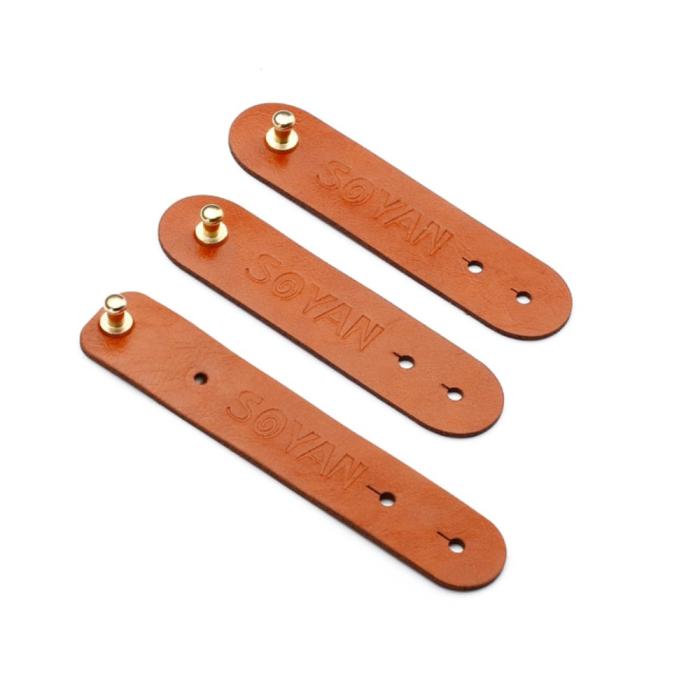 Bild 3, SOYAN SOYAN 3-PACK Kabelhållare I PU-Läder Brun - Teknikhallen.se