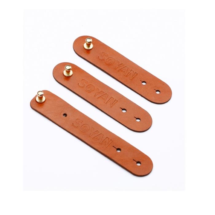 Bild 5, SOYAN SOYAN 3-PACK Kabelhållare I PU-Läder Brun - Teknikhallen.se