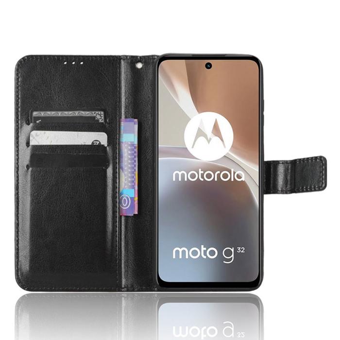 Bild 2,  Motorola Moto G32 Fodral Crazy Horse Läder Svart - Teknikhallen.se