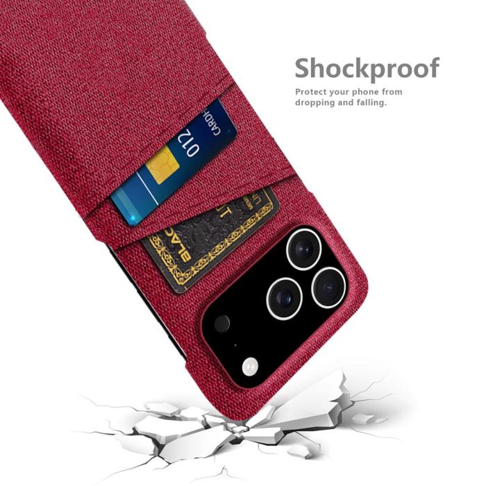 Bild 4,  iPhone 17 Pro Skal Med Kortfack Tygbelagt Röd - Teknikhallen.se