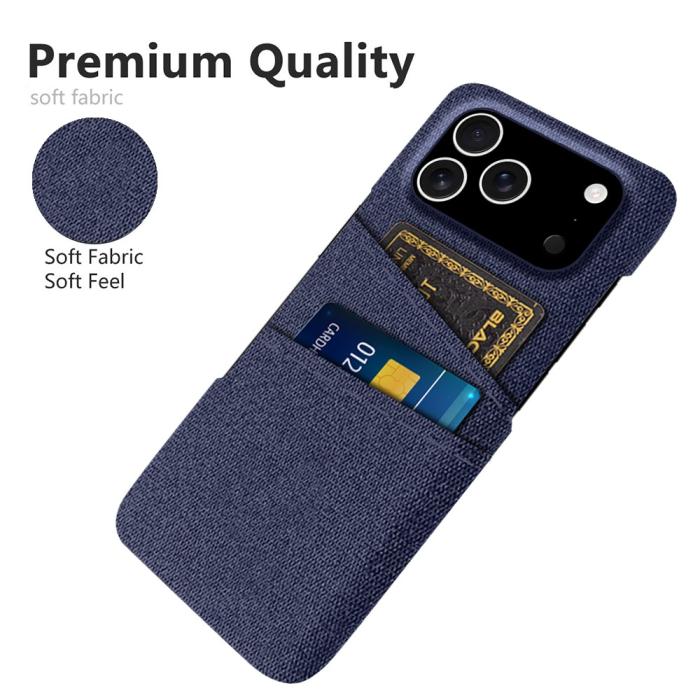 Bild 3,  iPhone 17 Pro Skal Med Kortfack Tygbelagt Blå - Teknikhallen.se