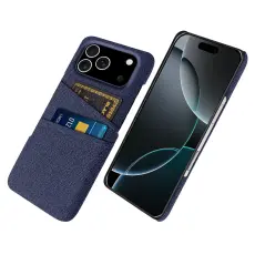  iPhone 17 Pro Skal Med Kortfack Tygbelagt Bl&aring; - Teknikhallen.se