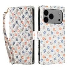  iPhone 17 Pro Fodral Rhombus L&auml;der Blommor Vit - Teknikhallen.se