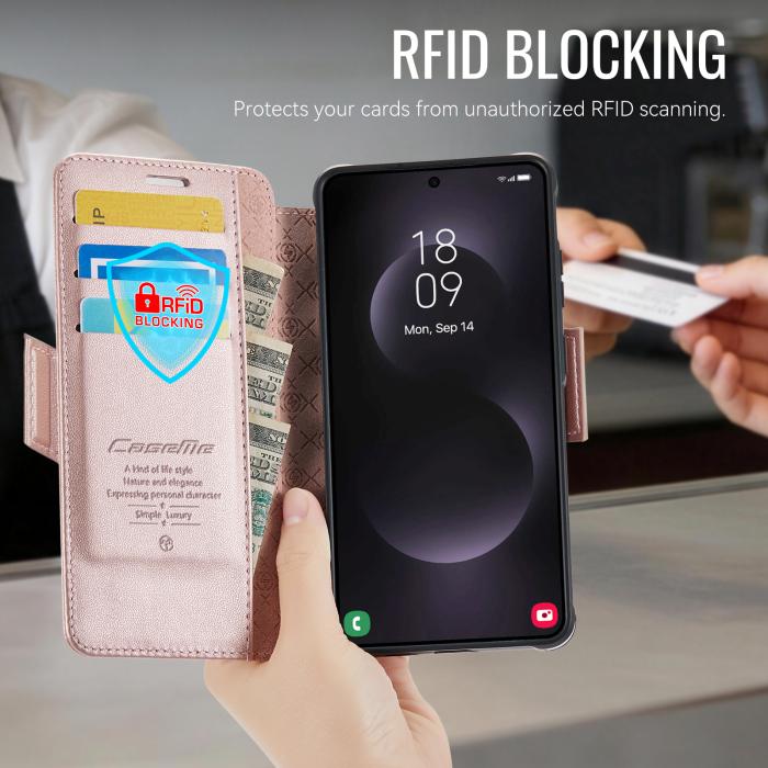 Bild 4, CASEME CASEME Samsung Galaxy S26 Ultra Skal RFID Plånbok Roséguld - Teknikhallen.se