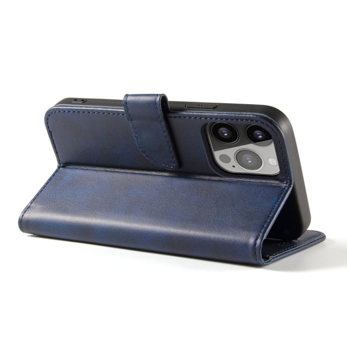 Bild 4,  iPhone 14 Plus Fodral Solid Läder Blå - Teknikhallen.se