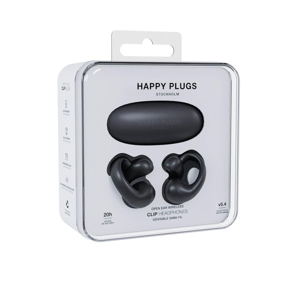 Happy Plugs Happy Plugs In-Ear Hörlurar Clip OWS True-Wireless Svart - Teknikhallen.se