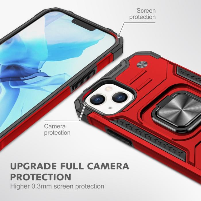 Bild 5,  iPhone 14 Pro Skal Shockproof Hybrid Ring Röd - Teknikhallen.se