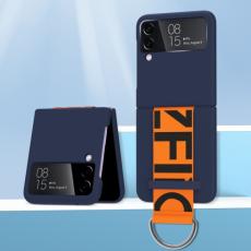  Galaxy Z Flip 4 Skal Frosted Skin Touch Med Strap Bl&aring; - Teknikhallen.se