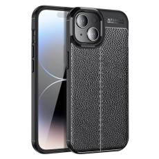  iPhone 15 Plus Skal Litchi Textur Svart - Teknikhallen.se