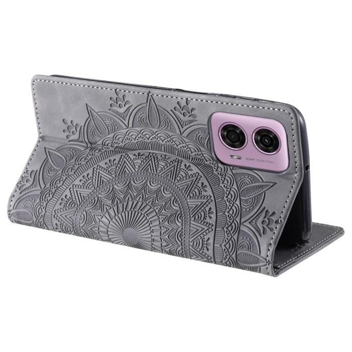 Bild 3,  Motorola Moto G04 4G/G24 4G Fodral Filp Mandala Grå - Teknikhallen.se