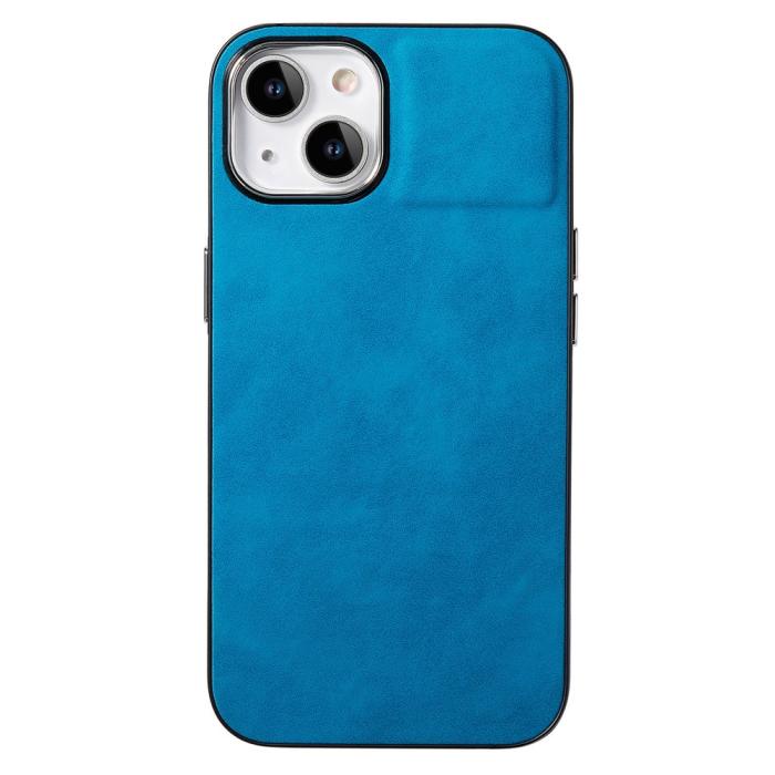 Bild 3,  iPhone 15 Plus Skal Läderbelagt Skin Touch Blå - Teknikhallen.se