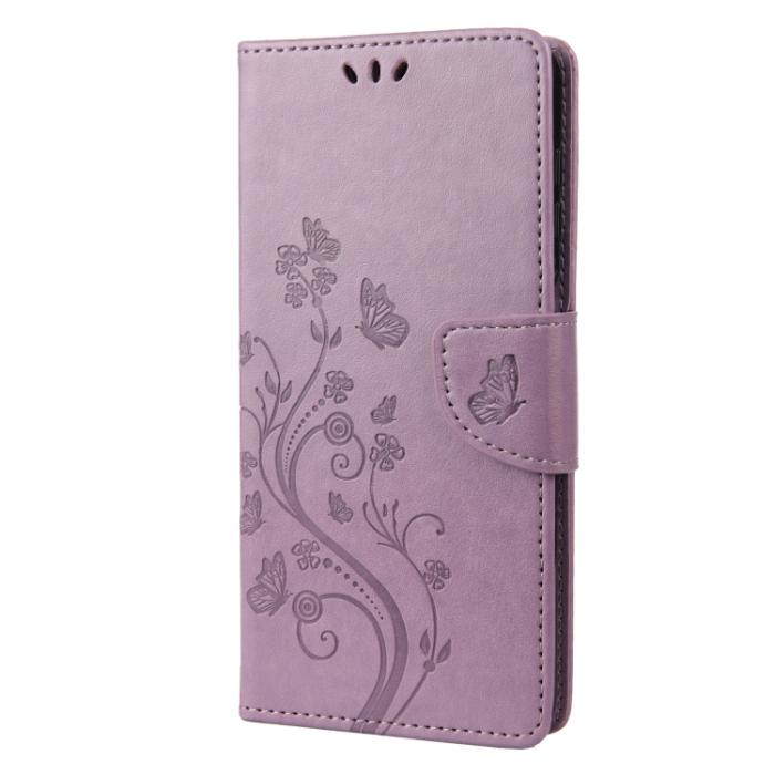 Bild 2,  Motorola Moto G52/G82 Fodral Blommigt Tryck Ljus Lila - Teknikhallen.se