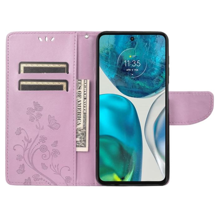 Bild 4,  Motorola Moto G52/G82 Fodral Blommigt Tryck Ljus Lila - Teknikhallen.se