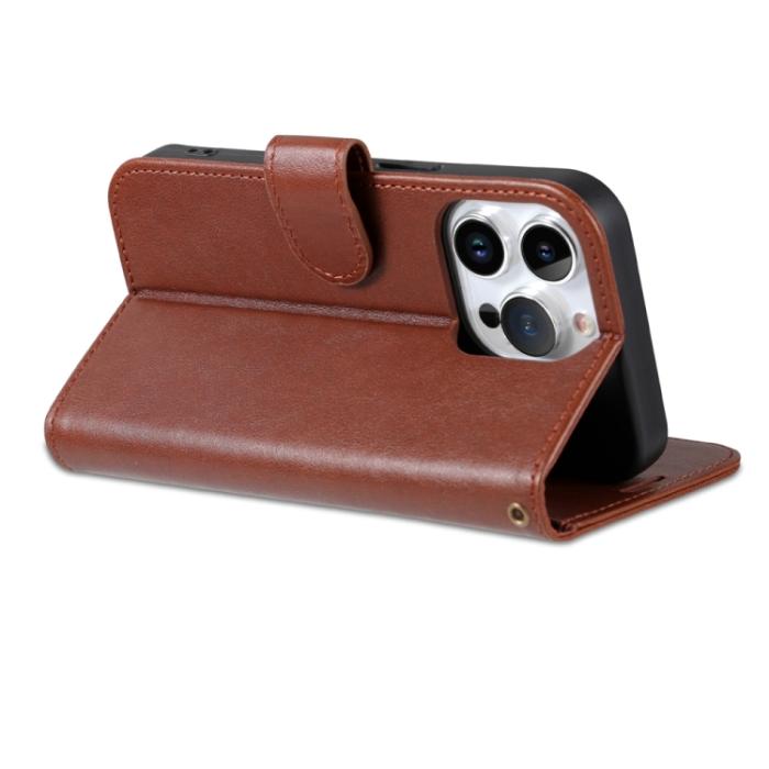 Bild 5, AZNS AZNS iPhone 15 Pro Fodral Läder Brun - Teknikhallen.se