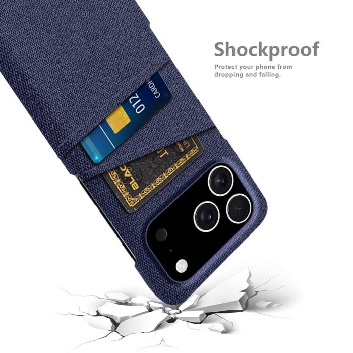 Bild 4,  iPhone 17 Pro Skal Med Kortfack Tygbelagt Blå - Teknikhallen.se