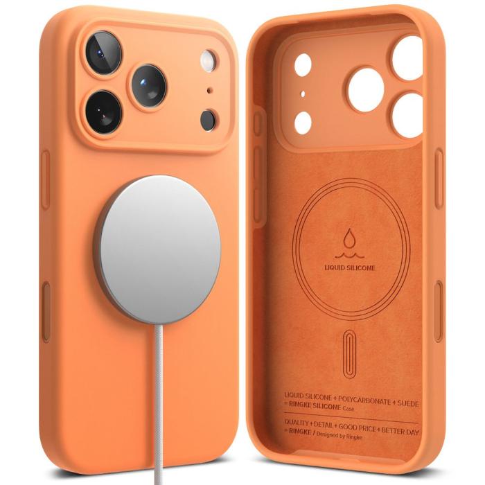 Bild 2, Ringke Ringke iPhone 17 Pro Skal MagSafe Silikon Tangerine - Teknikhallen.se