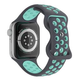 ColorPop Sportarmband Dual-Color Apple Watch 42/44/45/49 mm (S/M) Grå/Teal - Teknikhallen.se