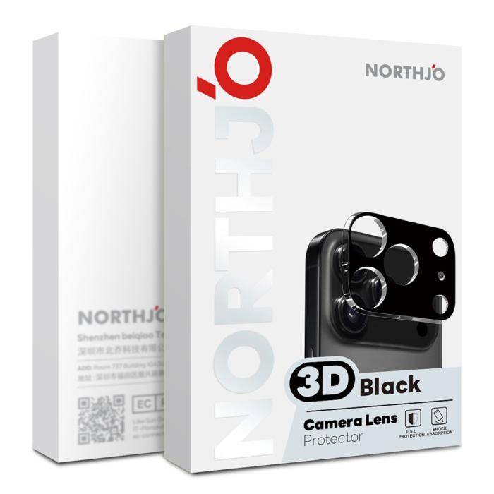 Bild 5, NORTHJO NORTHJO iPhone 18 Pro Max 2-PACK Linsskydd Svart - Teknikhallen.se