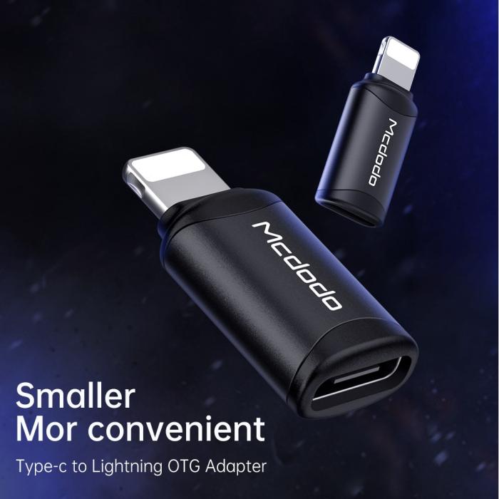 Bild 3, MCDODO Mcdodo USB-C Hona - Lightning Hane Adapter Svart - Teknikhallen.se