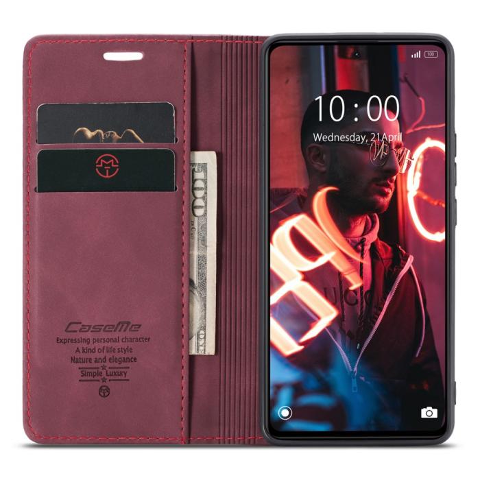 Bild 2, CASEME CASEME Xiaomi Redmi Note 12 Pro 5G Fodral Retro Flip Läder Vinröd - Teknikhallen.se