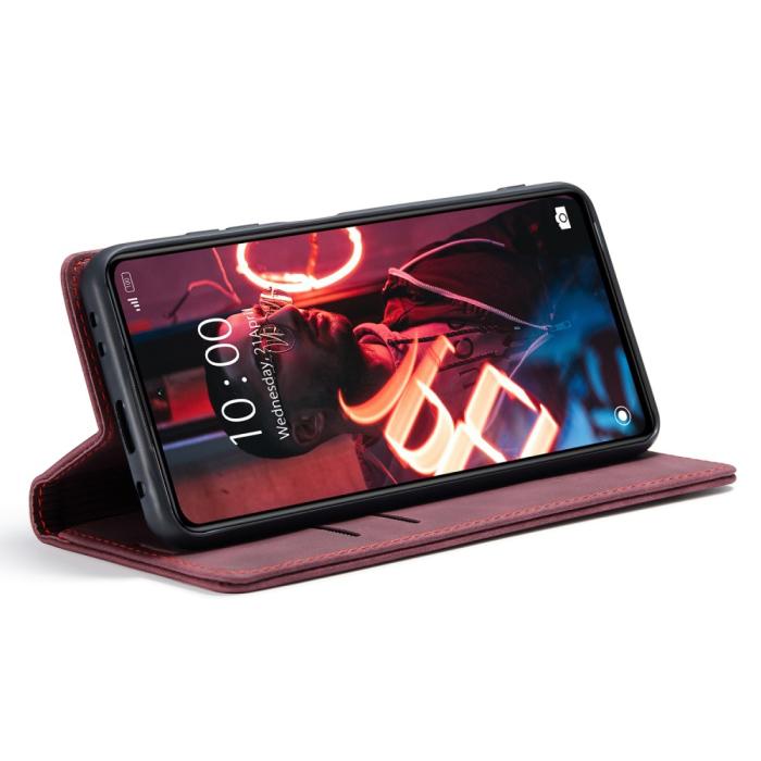 Bild 3, CASEME CASEME Xiaomi Redmi Note 12 Pro 5G Fodral Retro Flip Läder Vinröd - Teknikhallen.se
