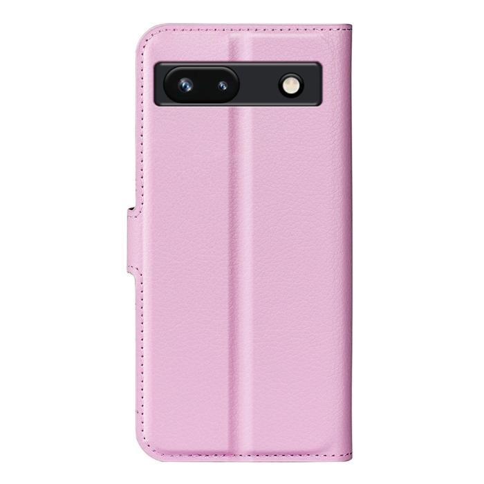 Bild 6,  Google Pixel 7A Fodral Litchi Textur Läder Ljus Rosa - Teknikhallen.se