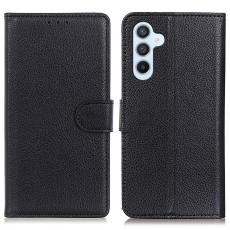  Samsung Galaxy S24 Fodral L&auml;der Litchi Svart - Teknikhallen.se