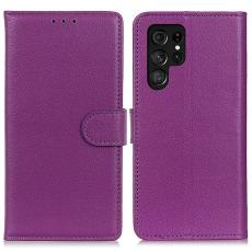  Samsung Galaxy S24 Ultra Fodral Litchi L&auml;der Lila - Teknikhallen.se
