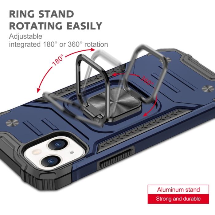 Bild 4,  iPhone 14 Pro Skal Shockproof Hybrid Ring Blå - Teknikhallen.se