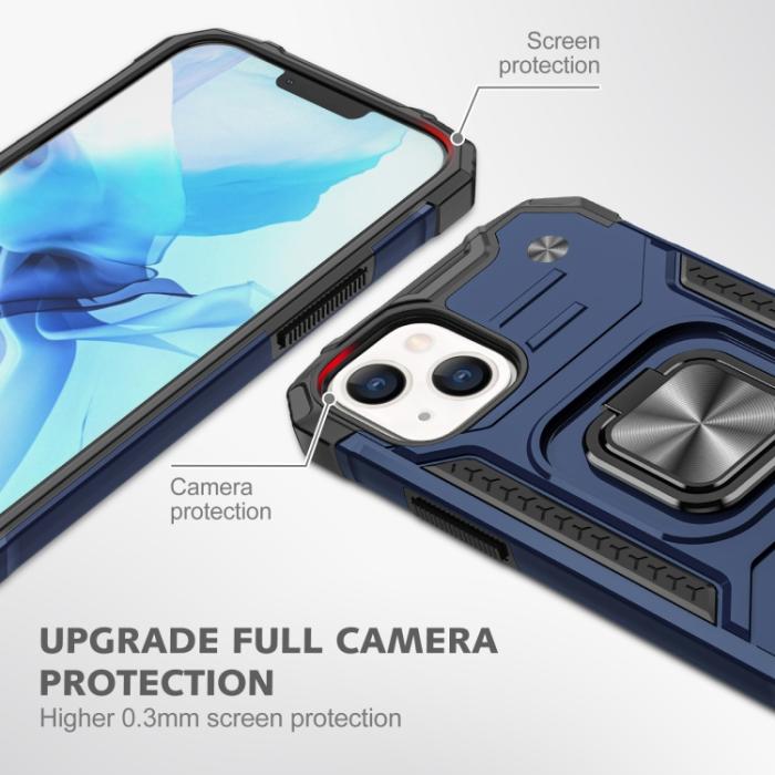 Bild 5,  iPhone 14 Pro Skal Shockproof Hybrid Ring Blå - Teknikhallen.se