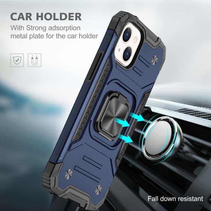 Bild 6,  iPhone 14 Pro Skal Shockproof Hybrid Ring Blå - Teknikhallen.se