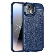  iPhone 15 Plus Skal Litchi Textur Bl&aring; - Teknikhallen.se