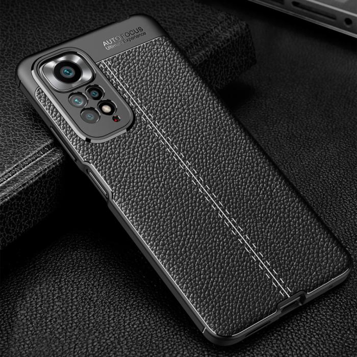 Bild 2,  Xiaomi Redmi Note 11 4G Skal Litchi Textur Svart - Teknikhallen.se